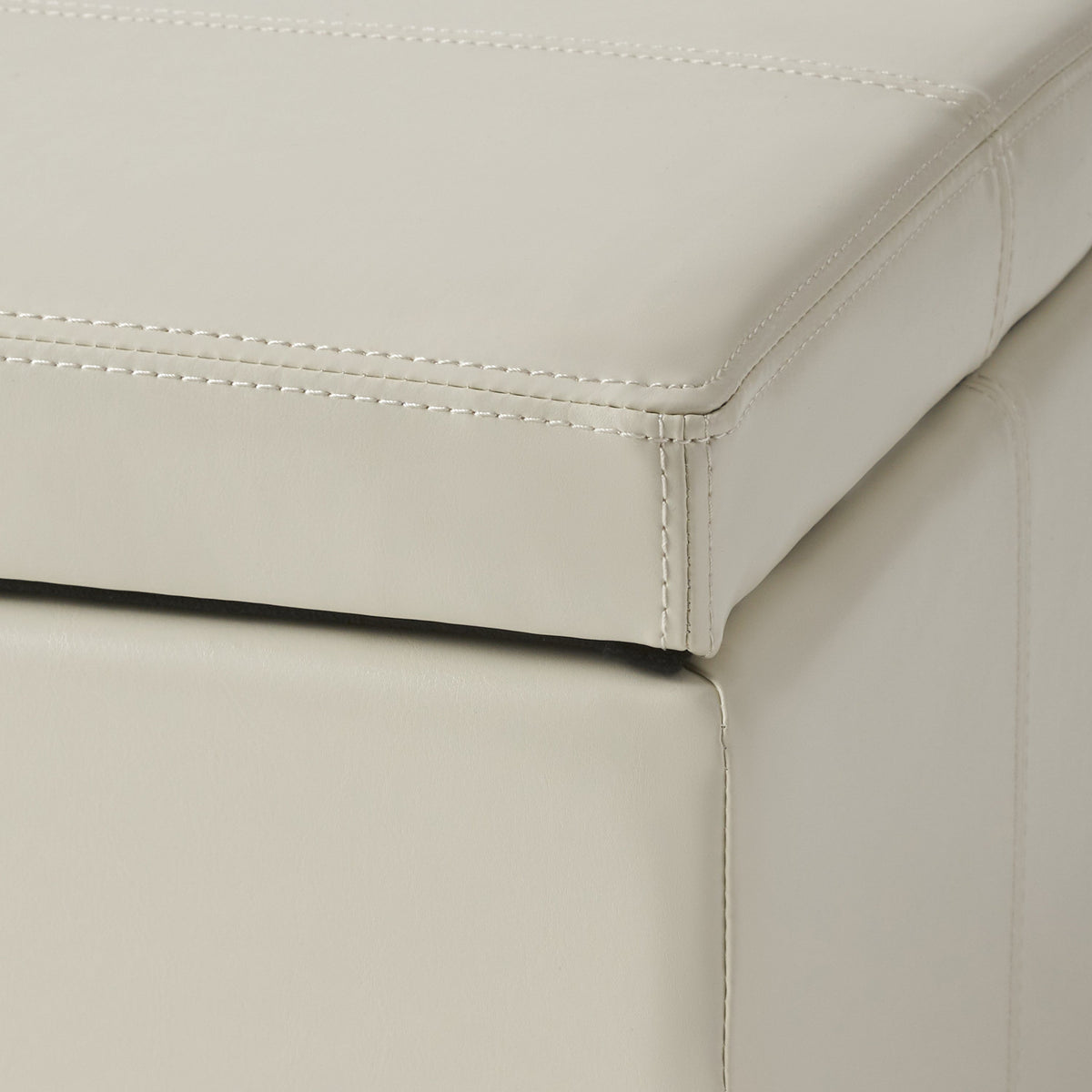 Upholstered PU Leather Storage Ottoman
