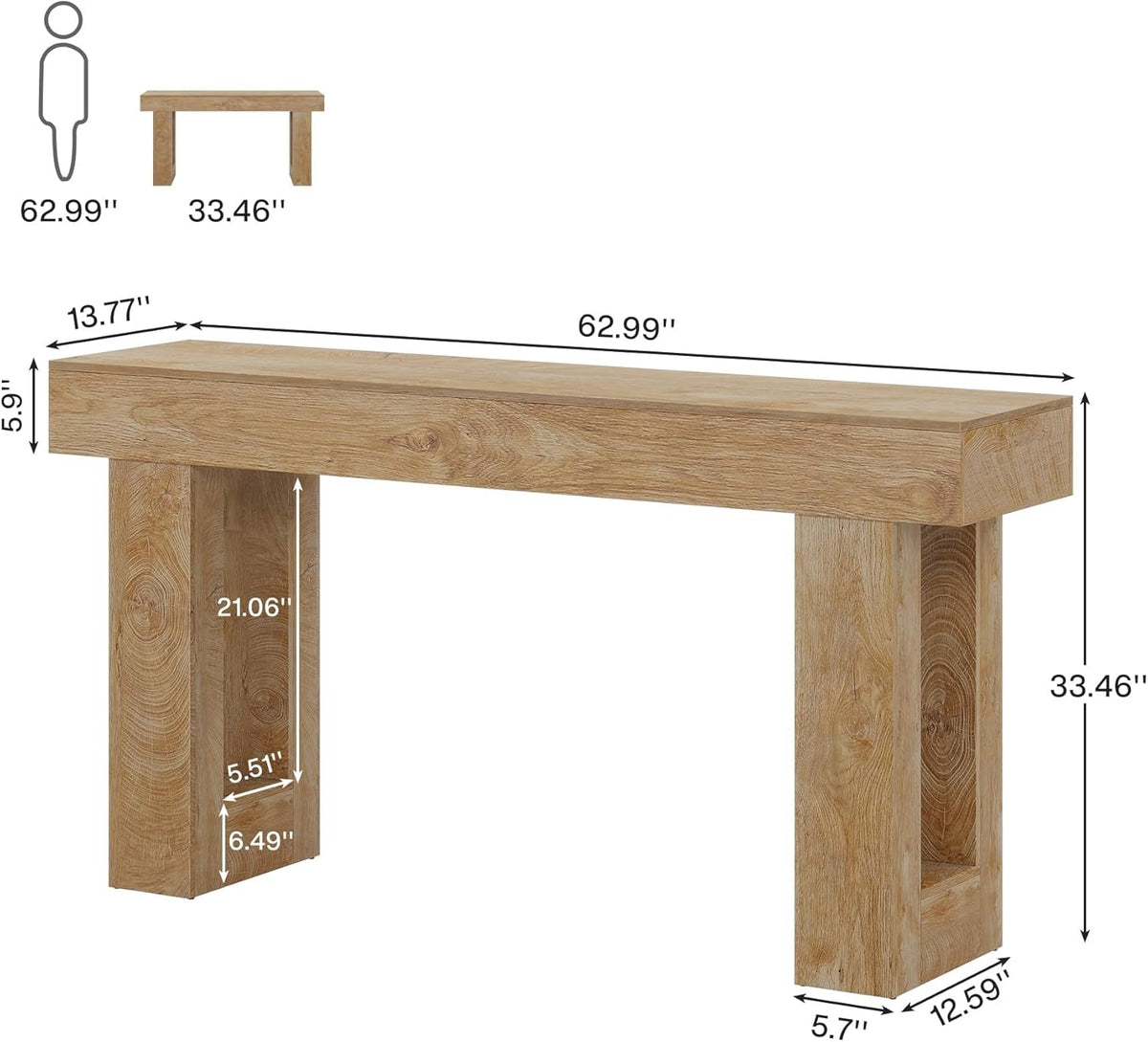 63" Farmhouse Console Table