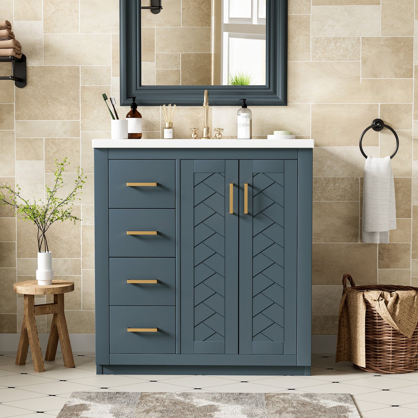 30'' Bathroom Vanity with Ceramic Sink Combo