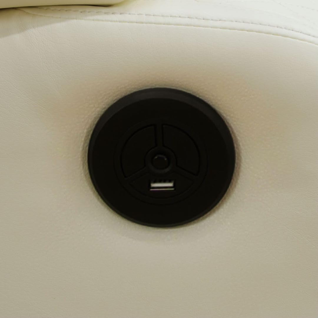 White Power Recliner Sofa With LED Lighting USB Charging