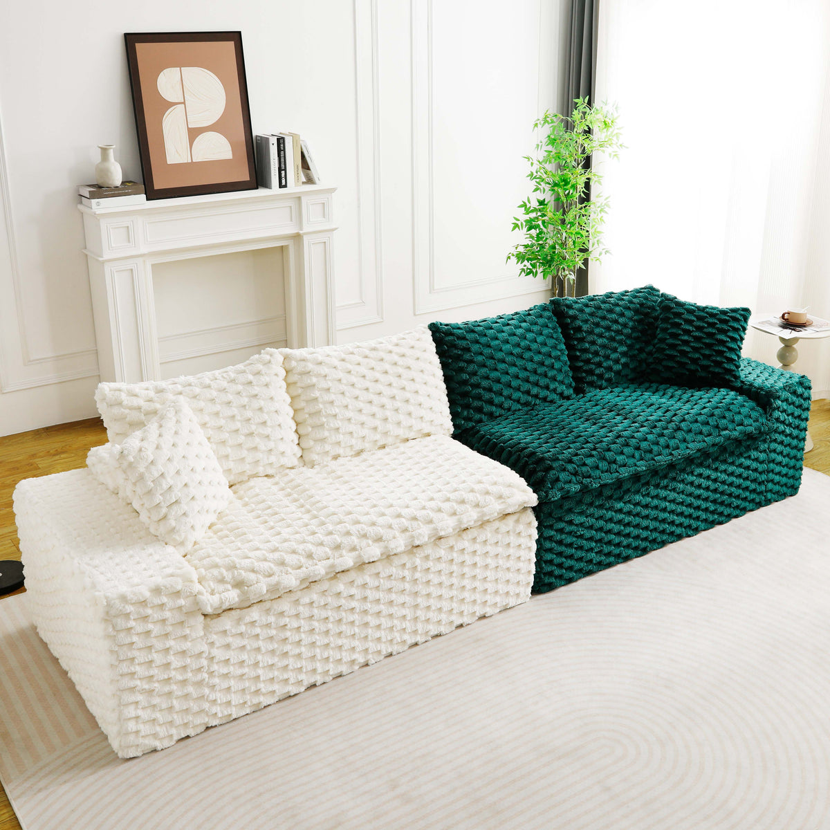 Luxury Color-Block Turtle Velvet Multifunctional Sofa