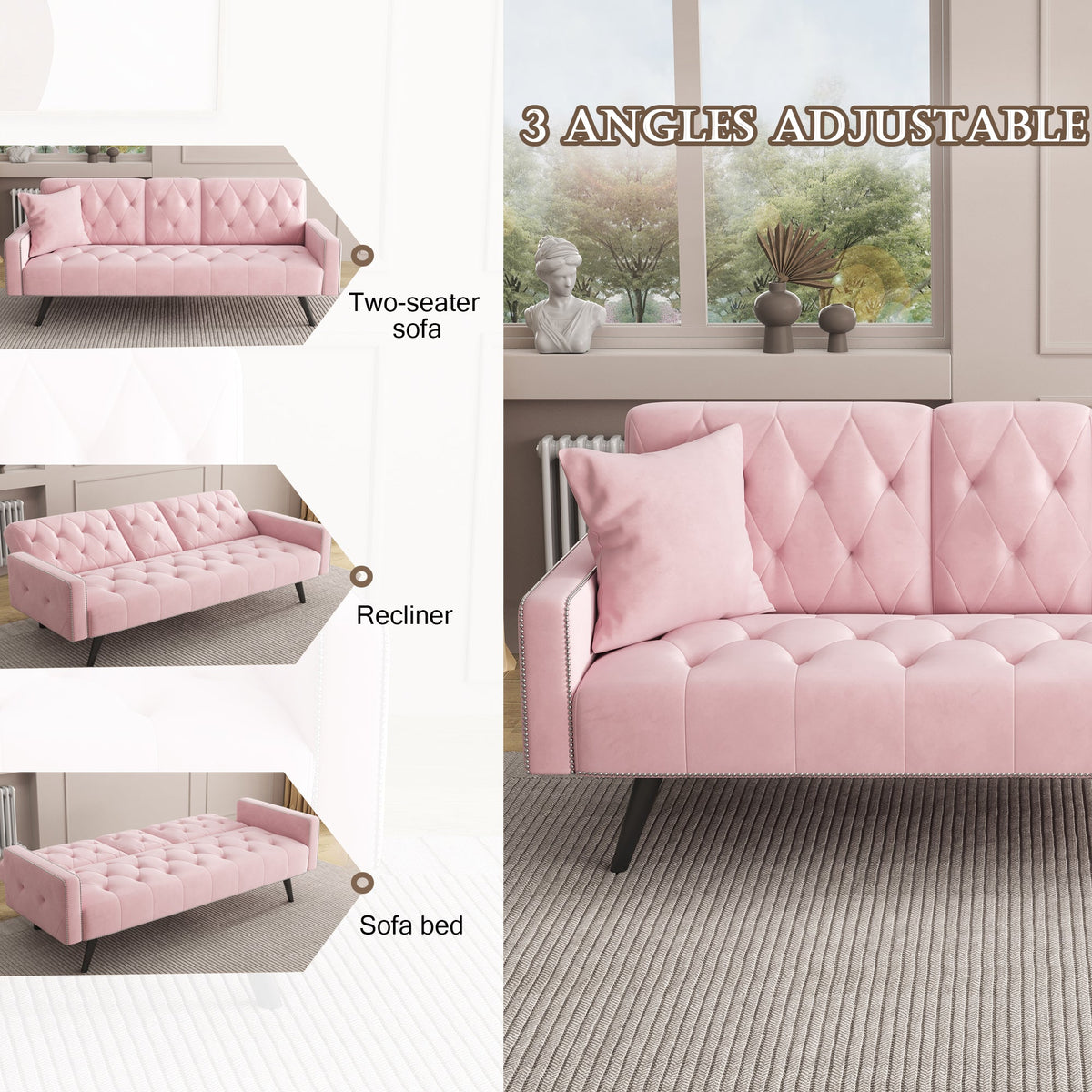 1730 Sofa Bed with Armrest and Two Cup Holders