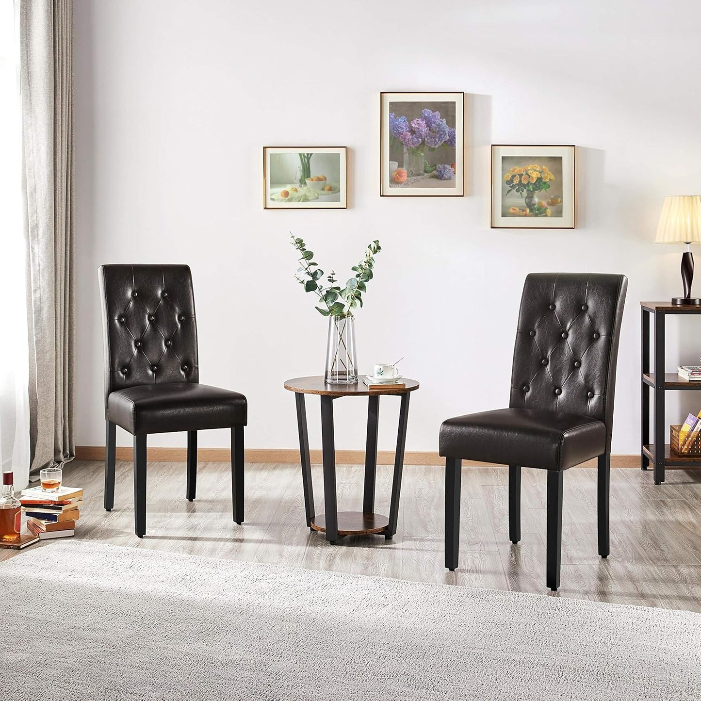 Faux Leather Dining Chairs Brown Set Of 2 For Dining Room