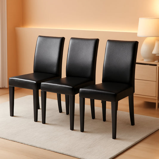 Dining Chairs Set Of 4 Waterproof PU Leather Cushioned With Wood Legs
