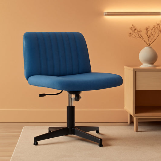 Blue Armless Cross Legged Ergonomic Office Chair Swivel