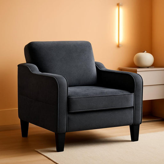 Dark Grey Mid Century Modern Accent Chair For Living Room