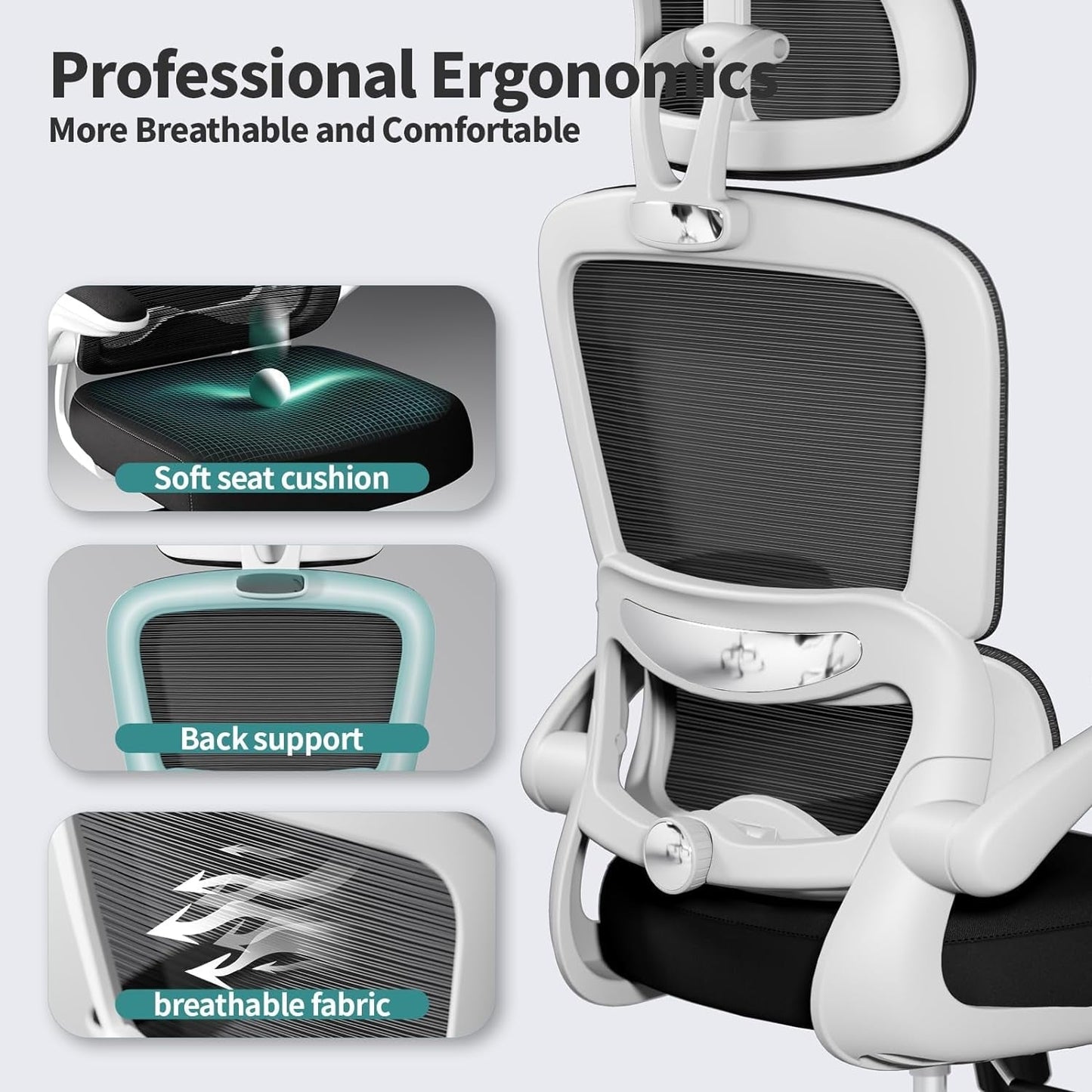 Ergonomic High Back Mesh Office Chair With Wheels Black