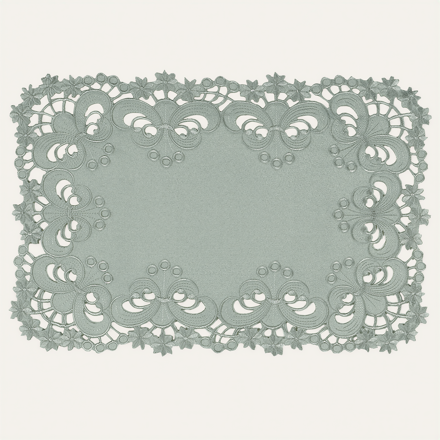 Embroidered Placemats - Gray European Embroidery Dining Table Mats | Rustic & Vintage
