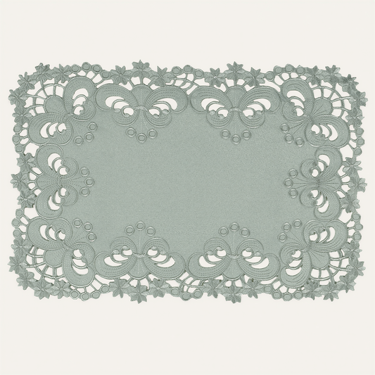 Embroidered Placemats - Gray European Embroidery Dining Table Mats | Rustic & Vintage