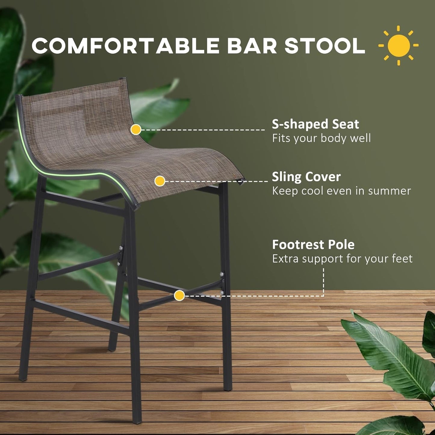 3 Piece Bar Height Outdoor Bistro Set For 2 With Tan Chairs For Outdoor Patio Use