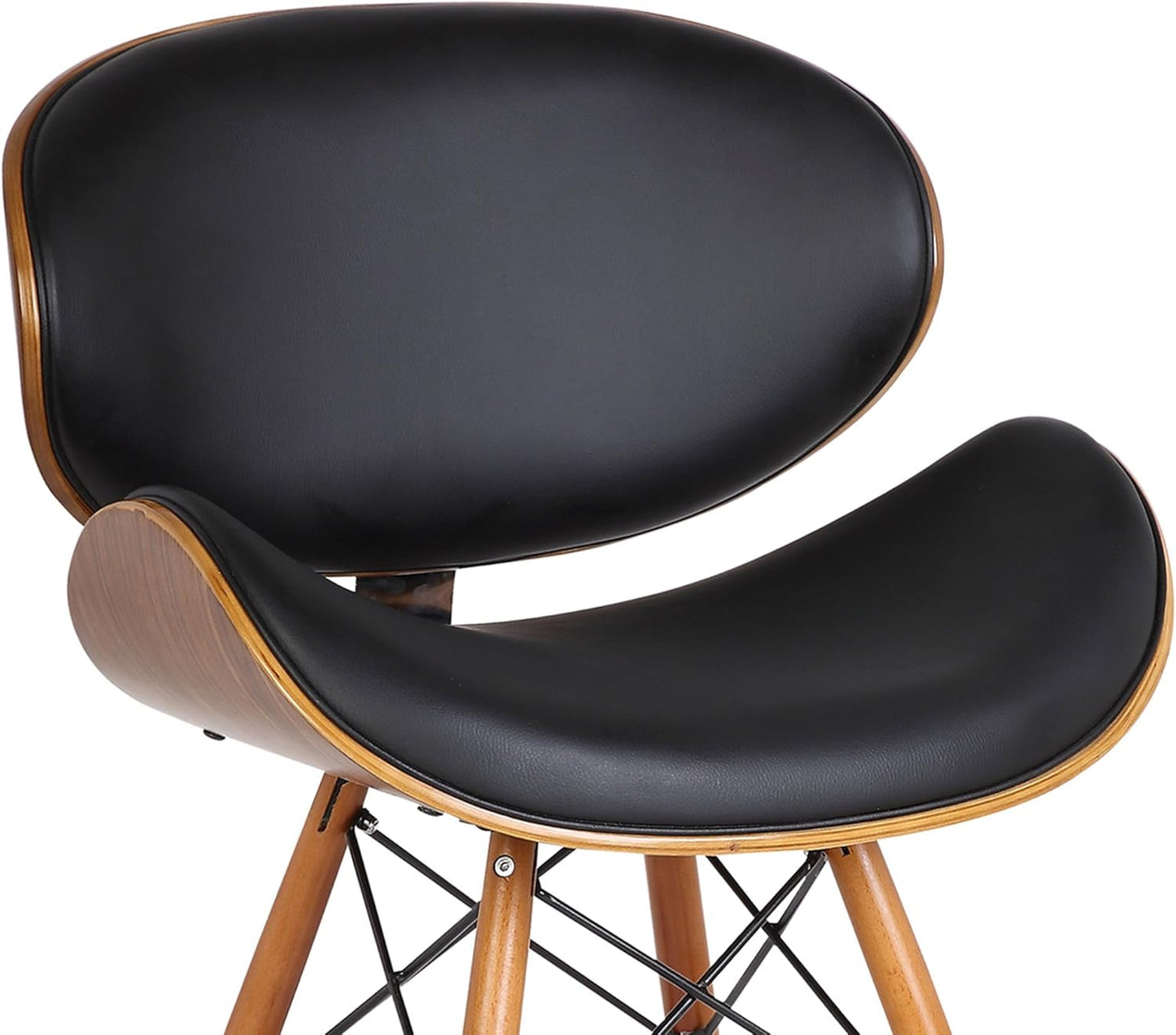 Cassie Dining Chair Black Faux Leather Walnut Wood