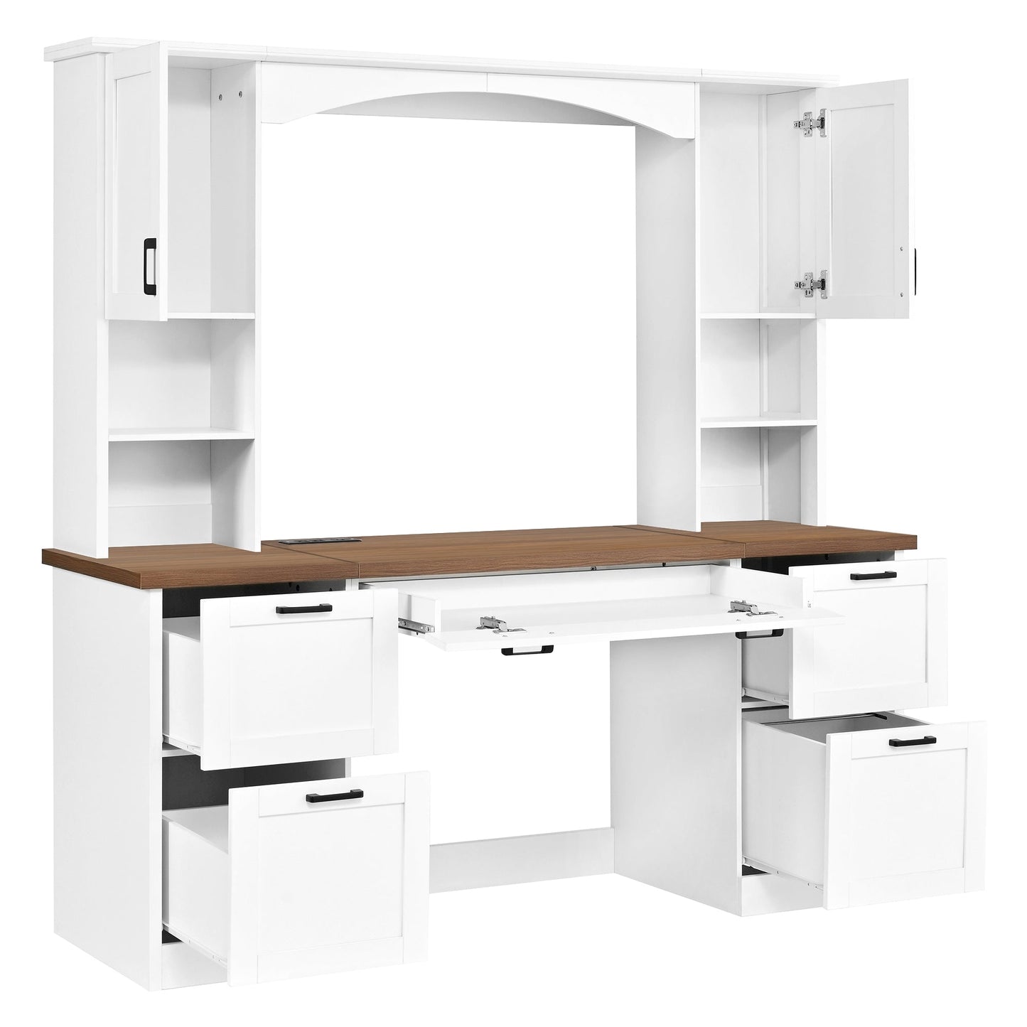 On-Trend Farmhouse Arched Computer Desk with Hutch