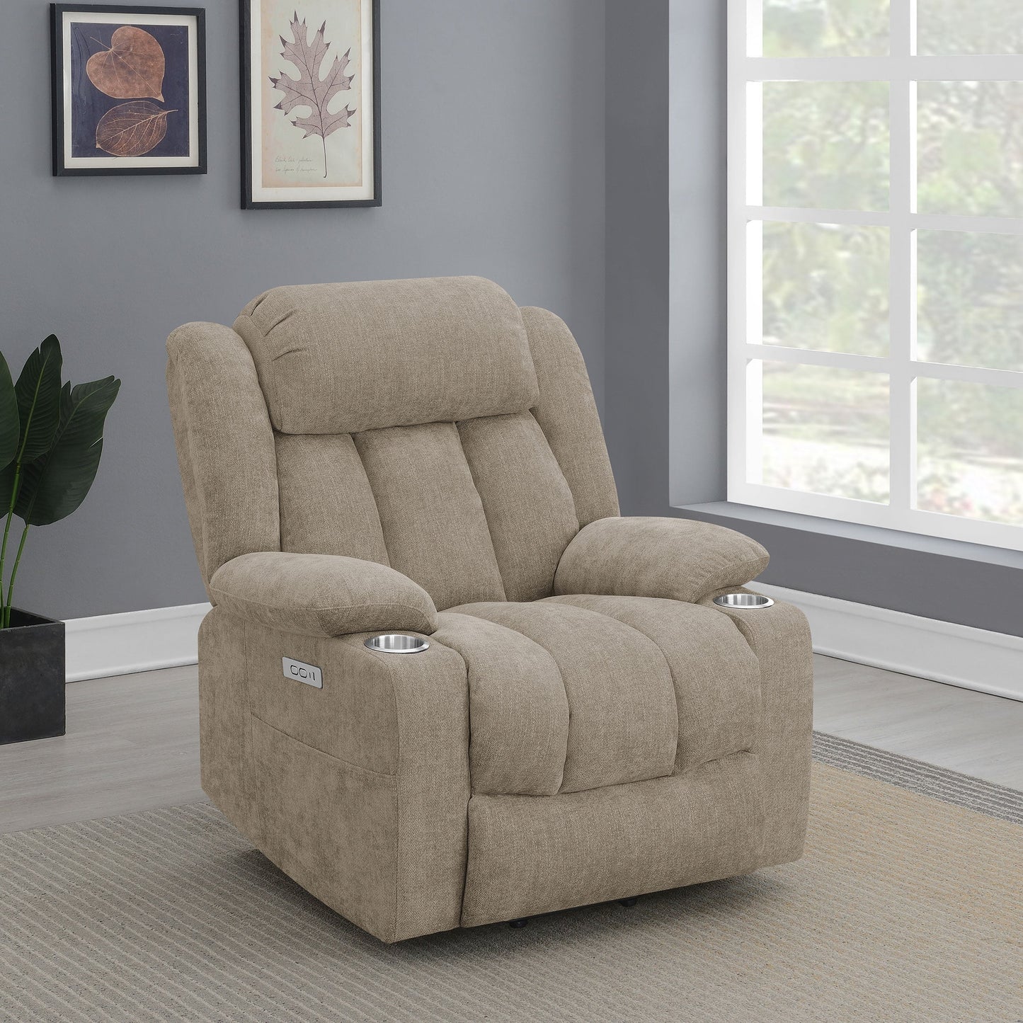 Beca Camel Upholstered Power Lift Recliner