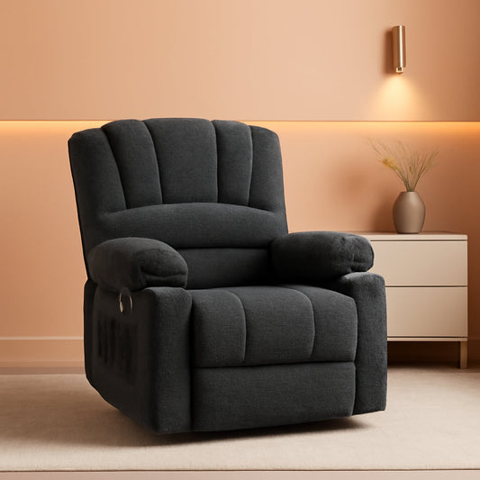Dark Grey Power Lift Recliner With Massage And USB Charging