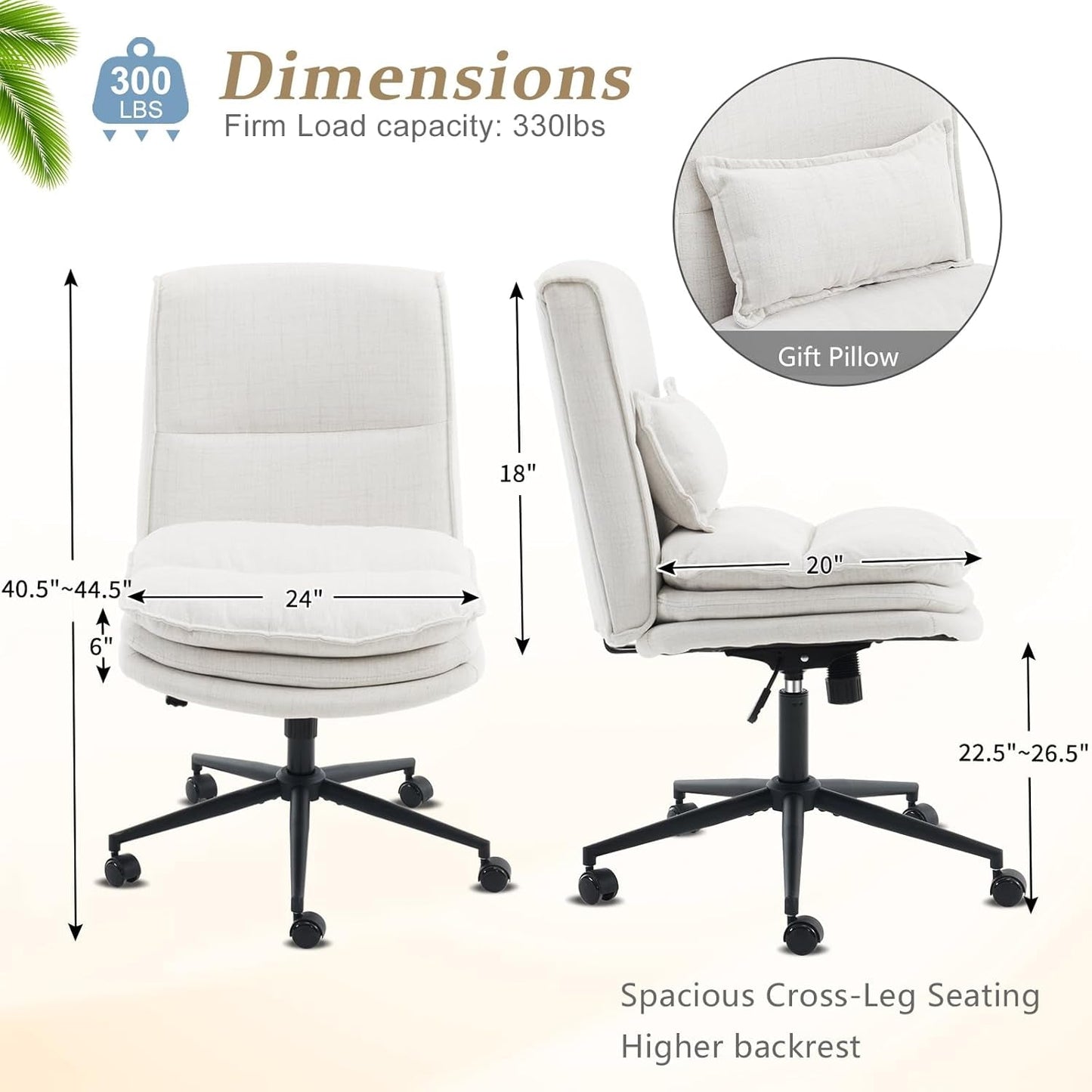 Cloud Criss Cross Office Chair Beige Fabric 18in High Back