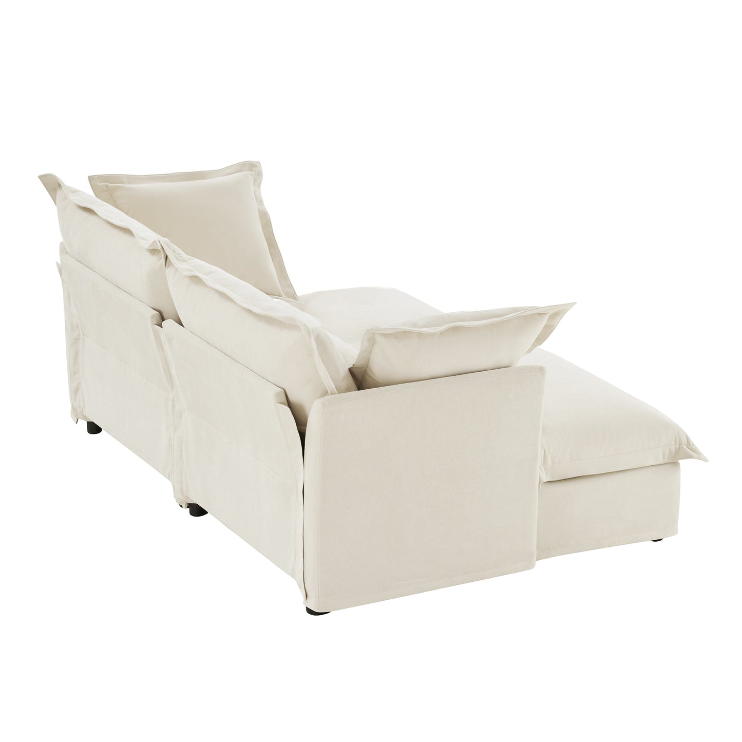 Slipcovered Sofa 2 Seater Sofa    With 2 Ottomans, 2 Seater Sleeper Sofa Bed Home Theater Oversized Sofa For Living Room, Chenille, Cream