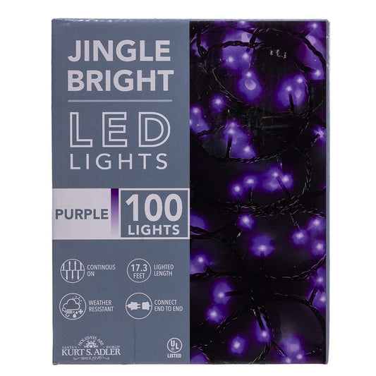 Jingle Bright 100 LED Light Set - Purple - Green Wire