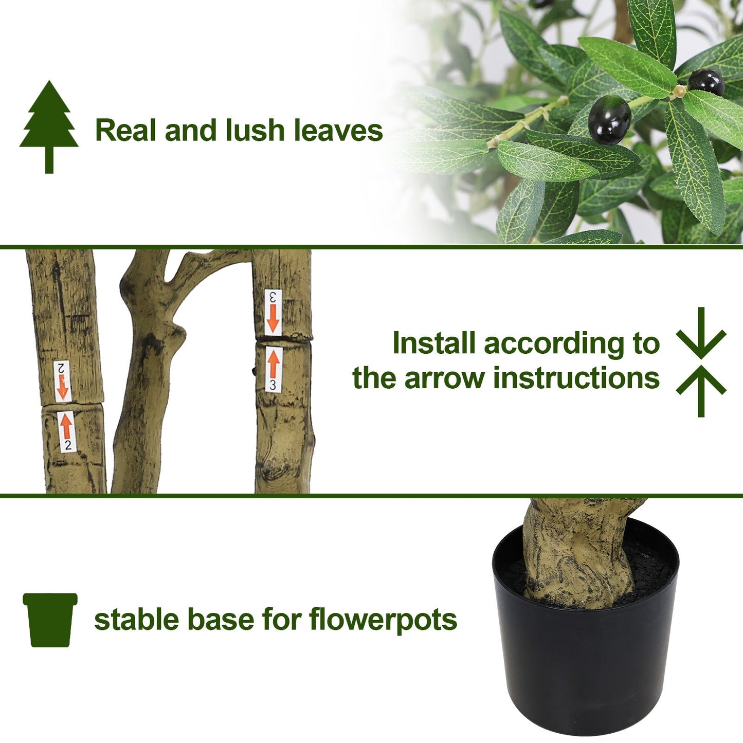 8FT Tall Artificial Olive Tree - Large Faux Potted Tree