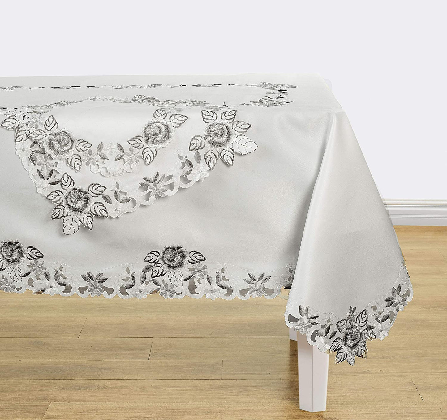 European Embroidered Placemats – Rustic Light Gray Table Mats for Dining