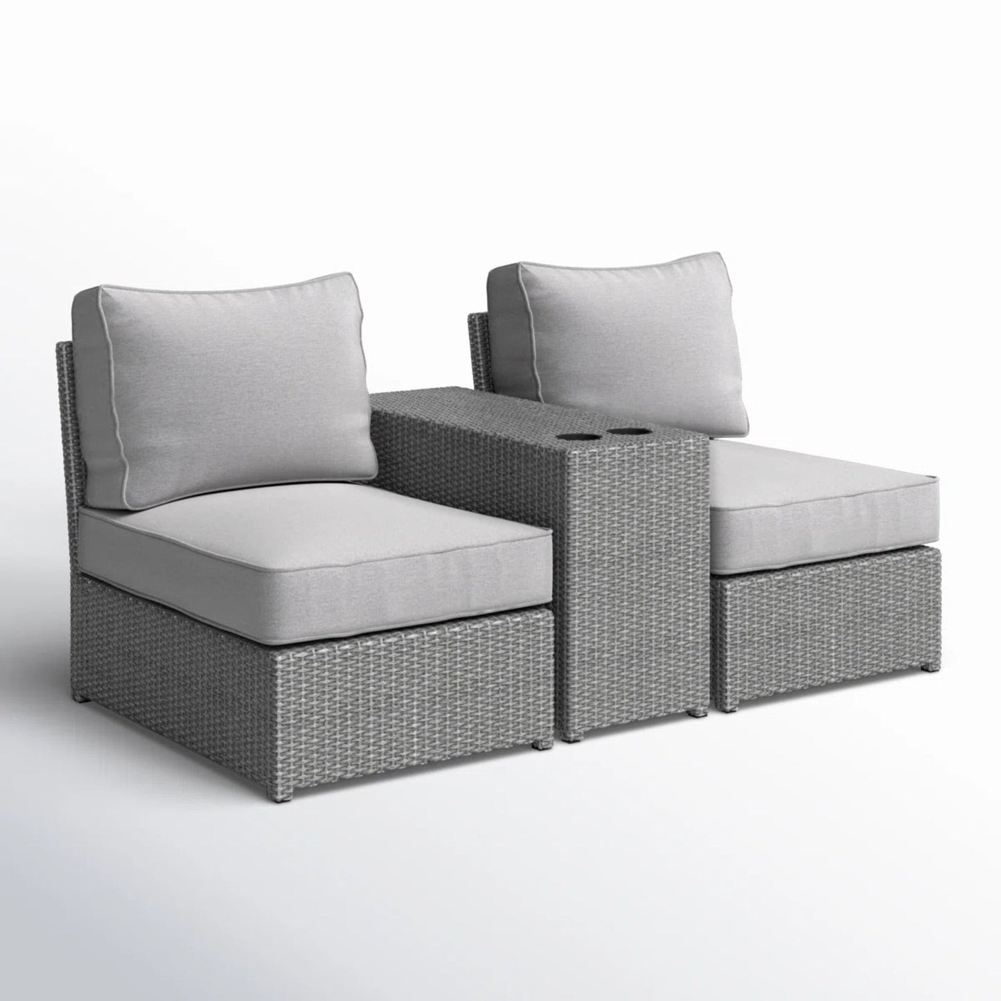LSI All-Weather 2-Person Wicker Conversation Set with Cushions