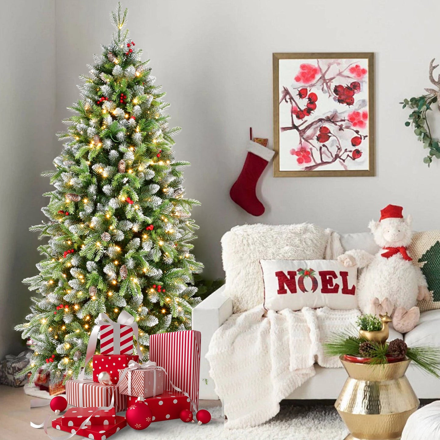 6ft Pre-Lit Artificial Christmas Tree with 380 Warm White Lights