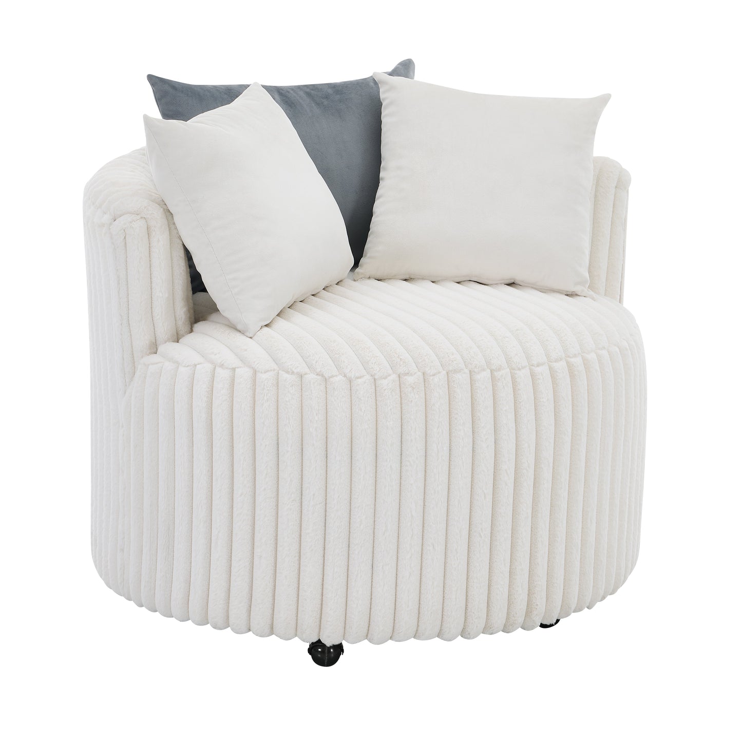 Malna Plush Wide Wale Corduroy Upholstered Barrel Accent Chair