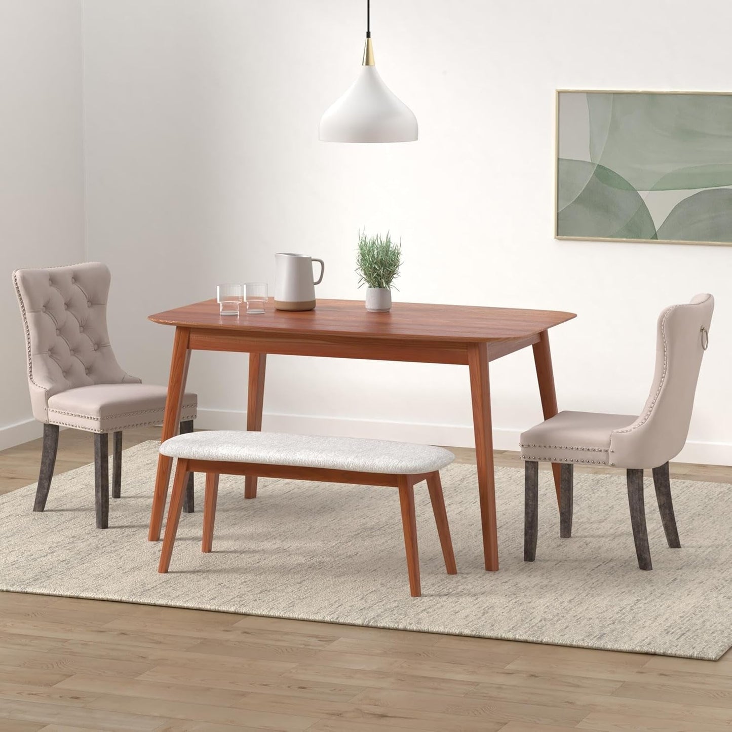 Velvet Wingback Dining Chairs Set Of 4 Beige Tufted