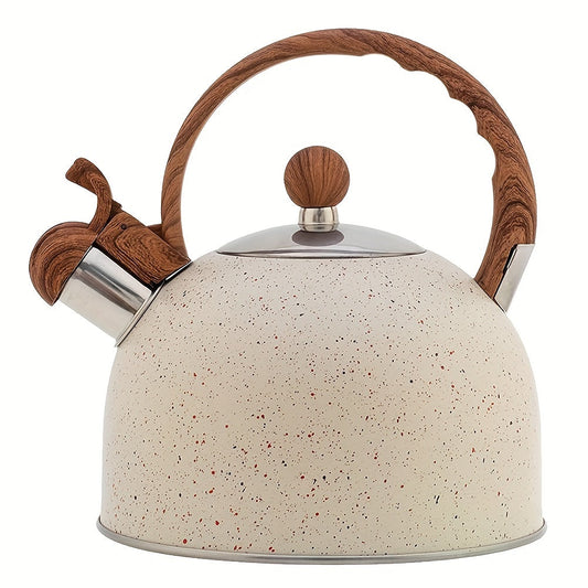 2.5L Stainless Steel Whistling Tea Kettle with Natural Stone Finish