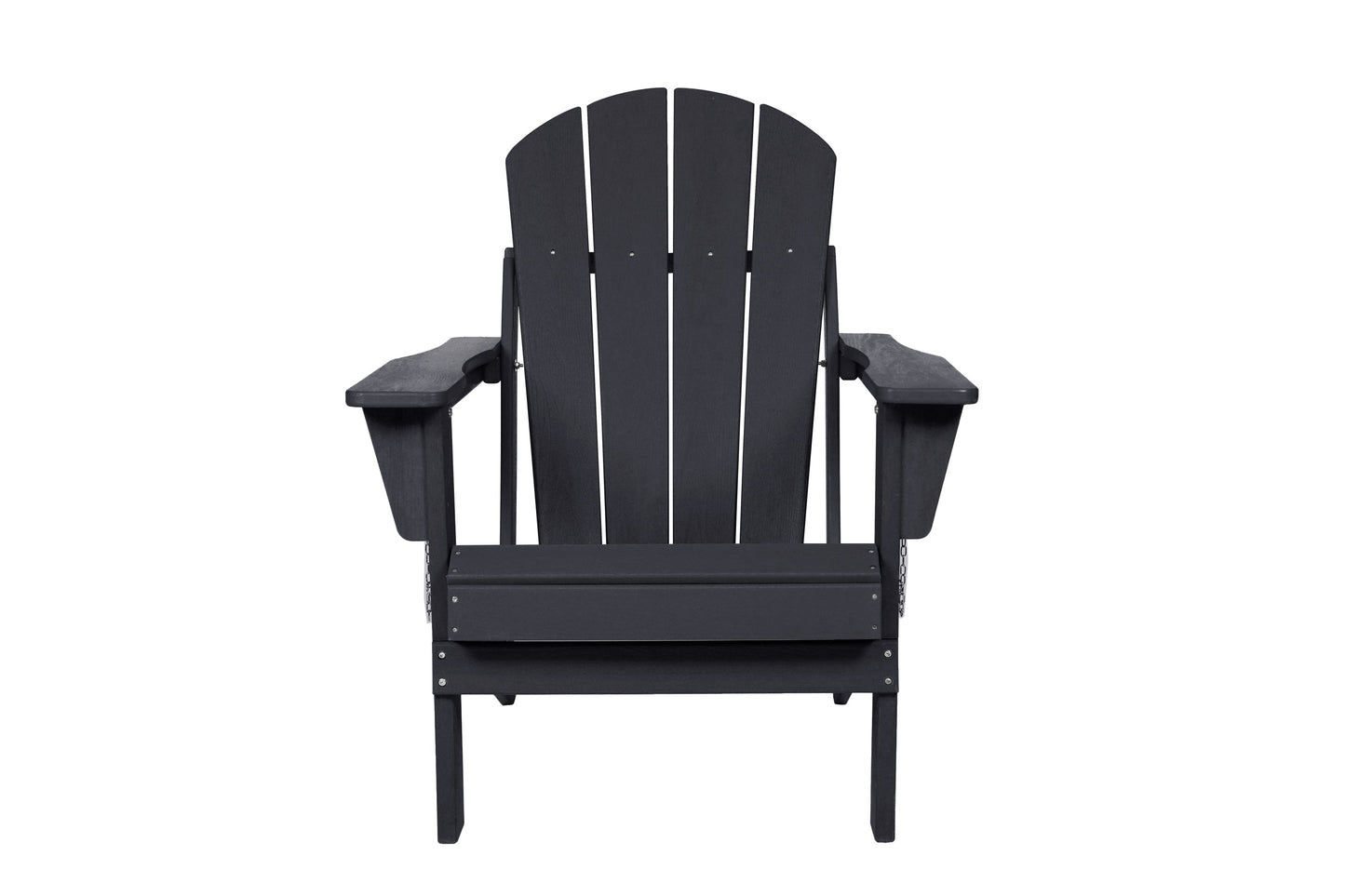Folding Adirondack Chair with Side Table, 3-Piece Adirondack Chair Set with Wood Texture, Black(includes 2 Chairs and 1 Table)