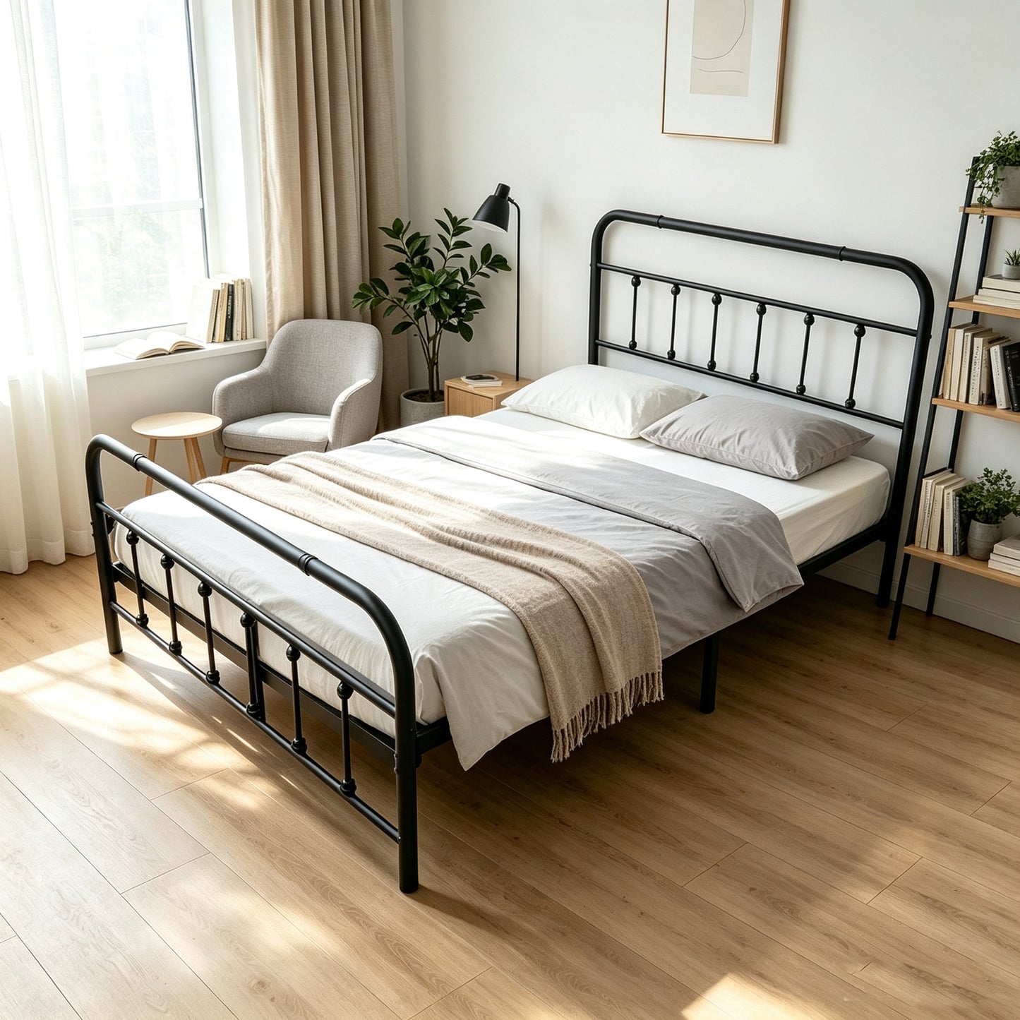Full Size Metal Bed Frame with Headboard