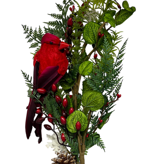 Cardinal Holiday Floral Stem