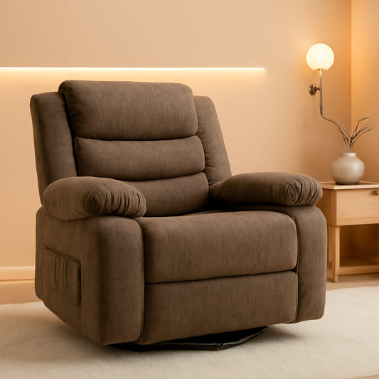 Brown Recliner Chair With 360 Swivel For Home Comfort
