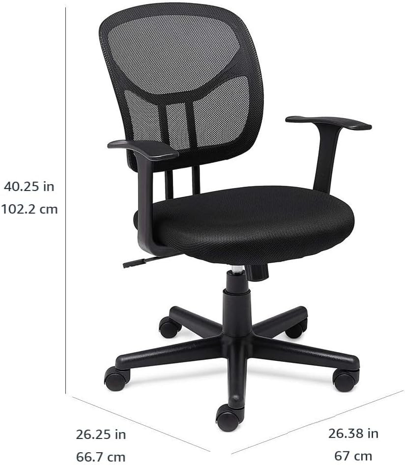 Mesh Mid Back Office Chair With Adjustable Height And 360 Degree Swivel Black