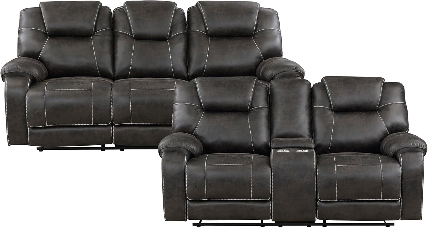 Recife 2-Piece Reclining Living Room Sofa Set Chocolate