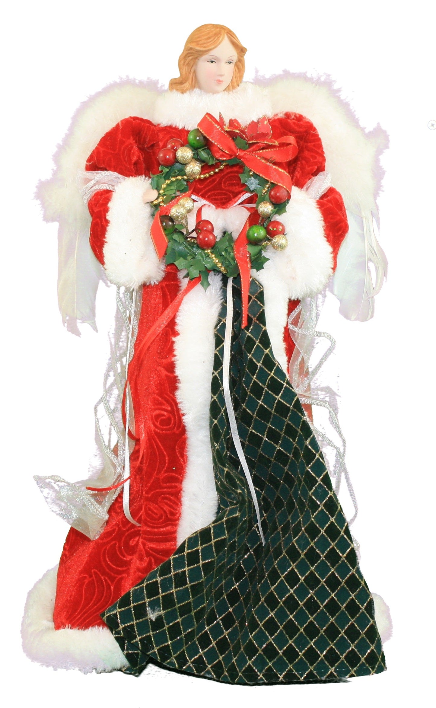Embossed Red Velvet Christmas Angel - 16"
