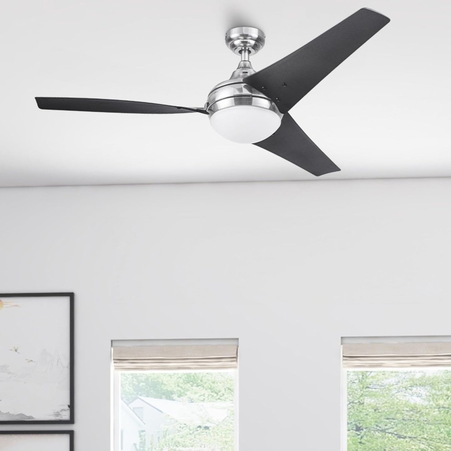 52 Inch Brushed Nickel LED Ceiling Fan With Remote