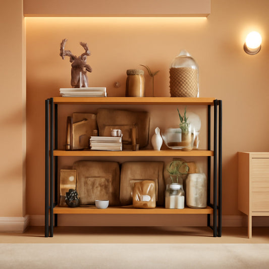 Rustic Three Tier Bookcase With Easy Assembly Home Office