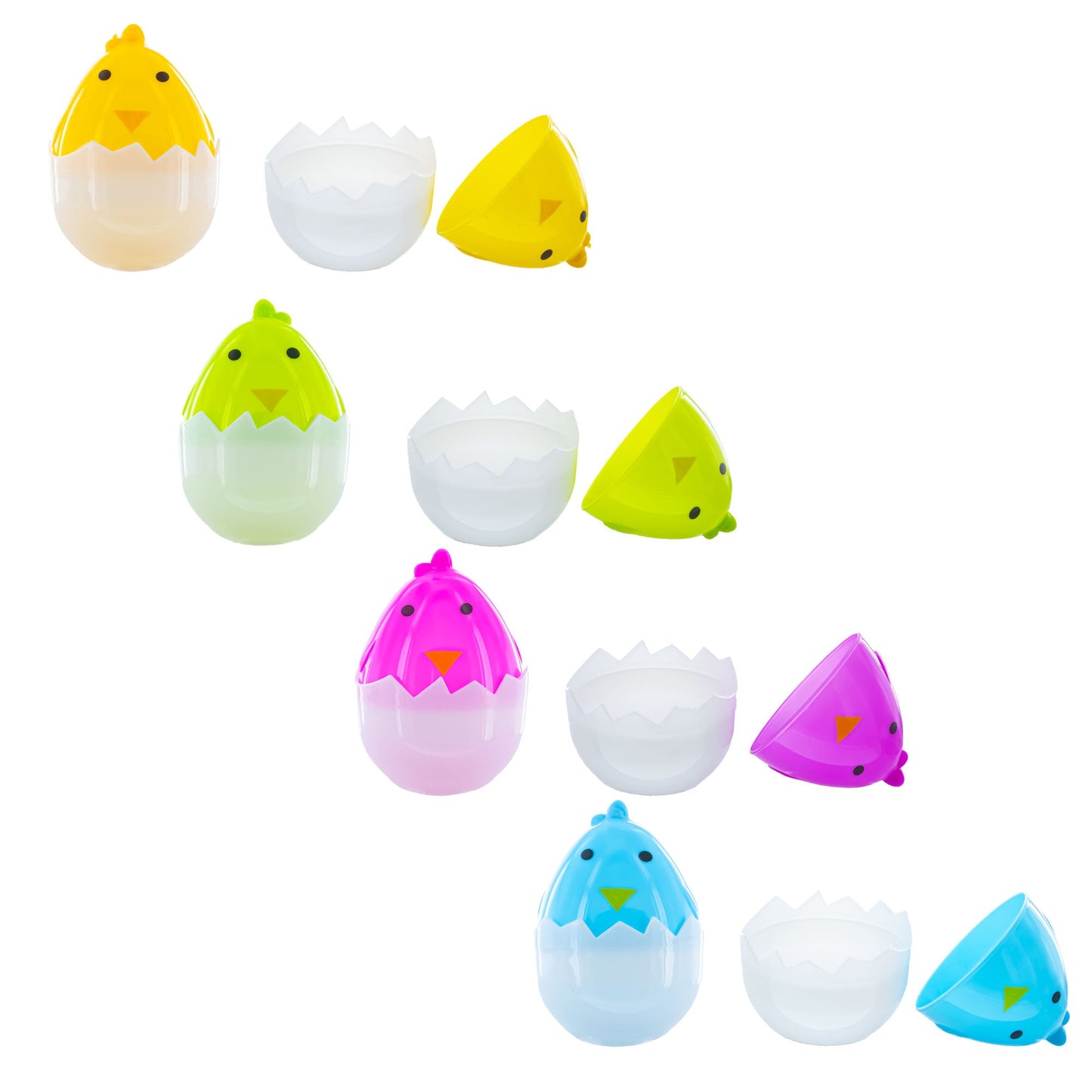 Set of 24 Assorted Colorful Chick Plastic Easter Eggs
