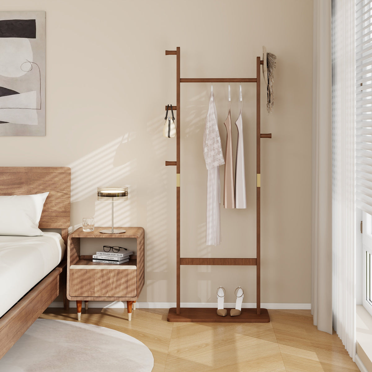 Solid Wood Coat Rack in Walnut