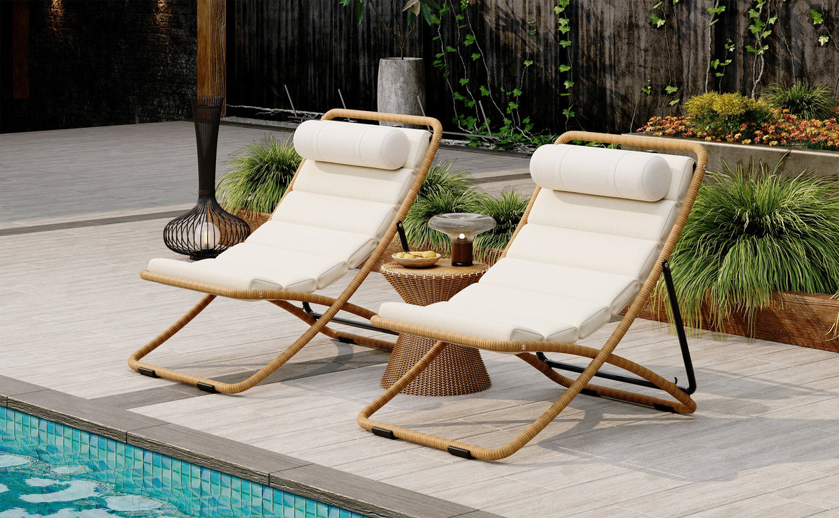 TREXM 2-Pieces Outdoor Folding Chair Set
