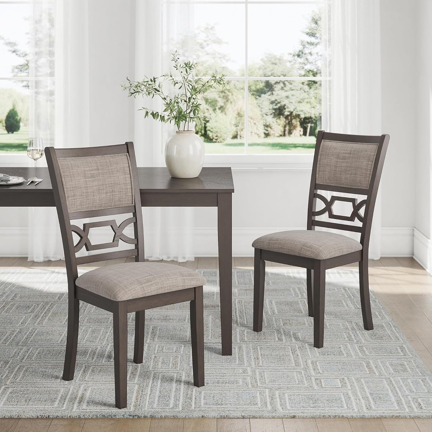 Diamond Patterned Dining Table Set Gray Walnut Stain