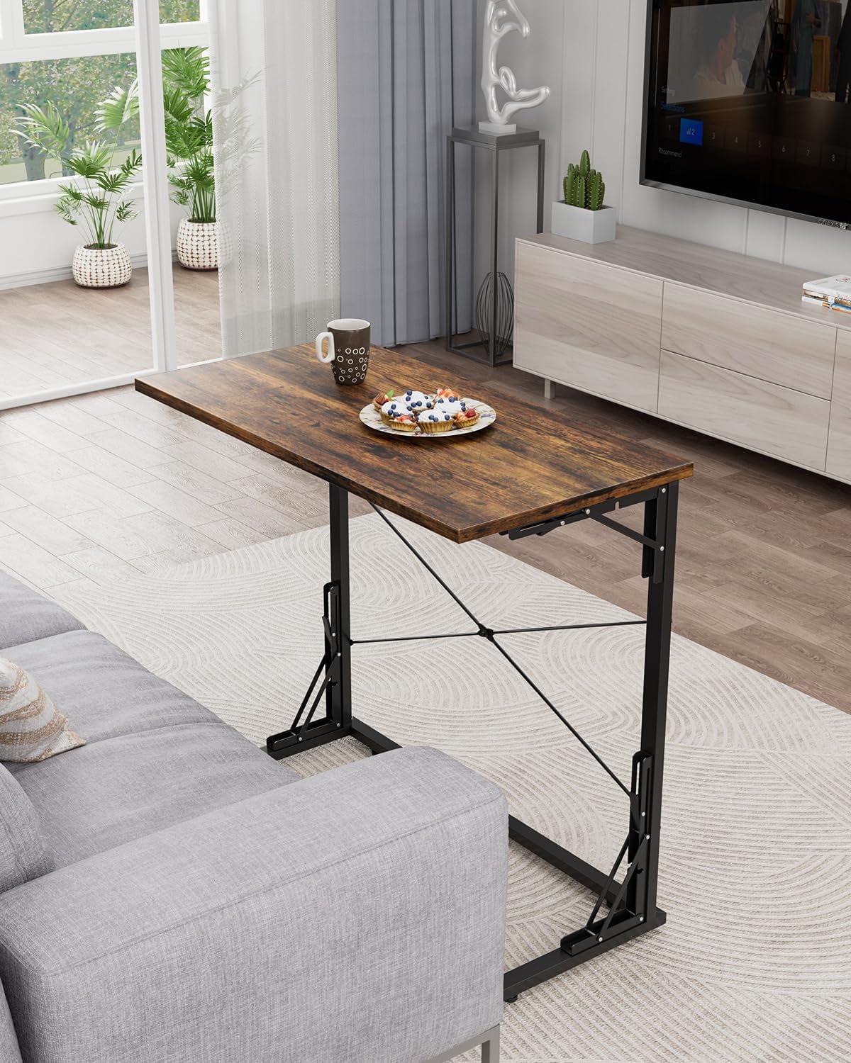 31.5 Inch Collapsible Tray Desk Rustic Brown Premium Finish