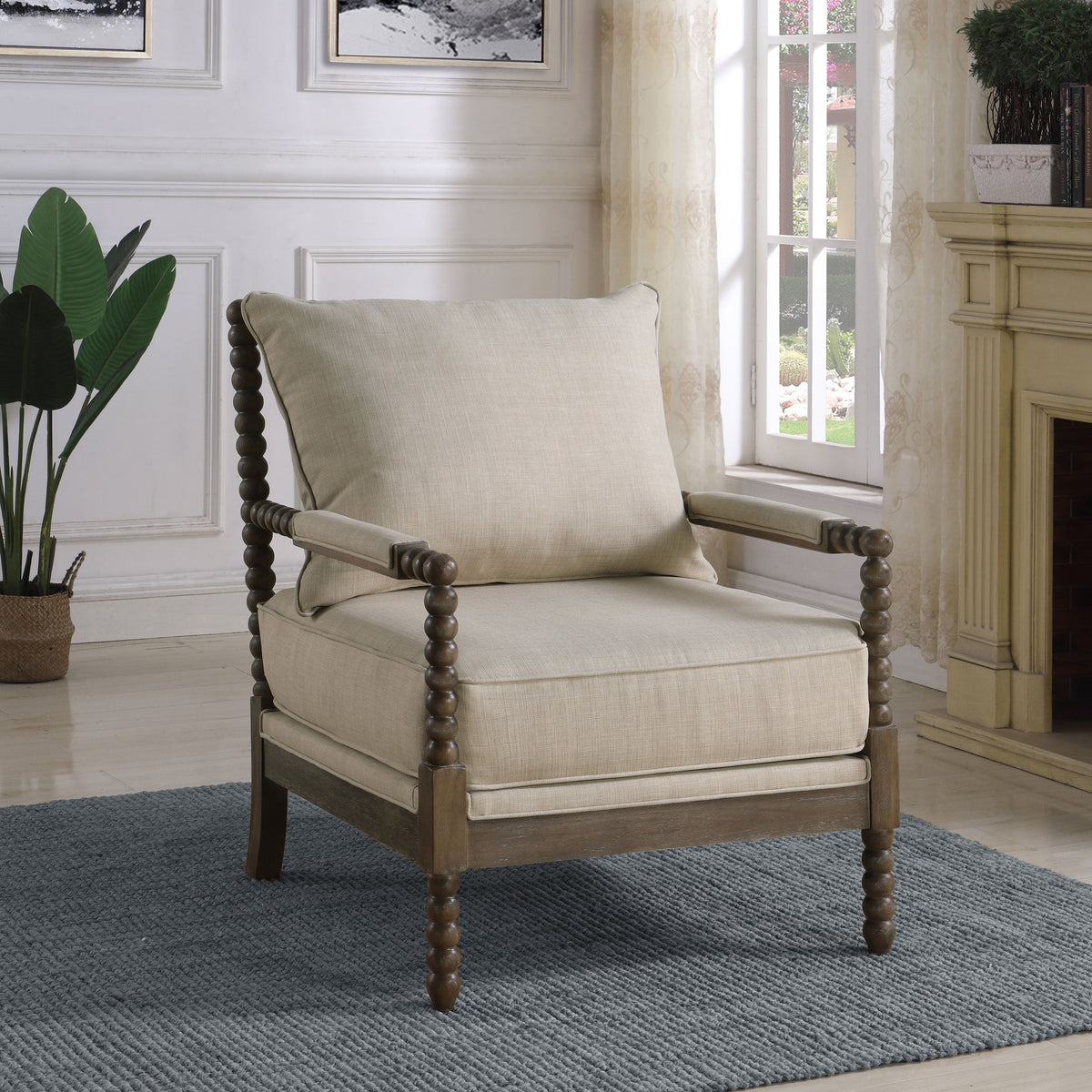 Beige Accent Armchair