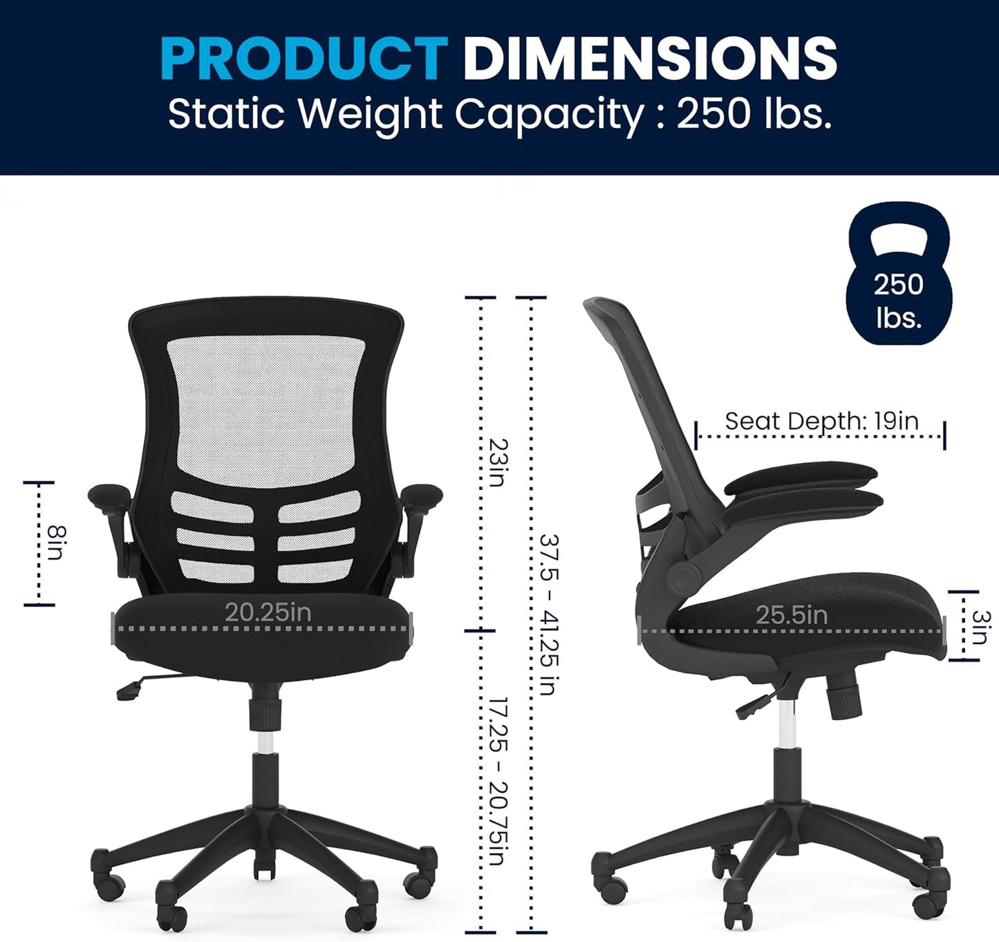 Mid Back Ergonomic Office Chair With Adjustable Height