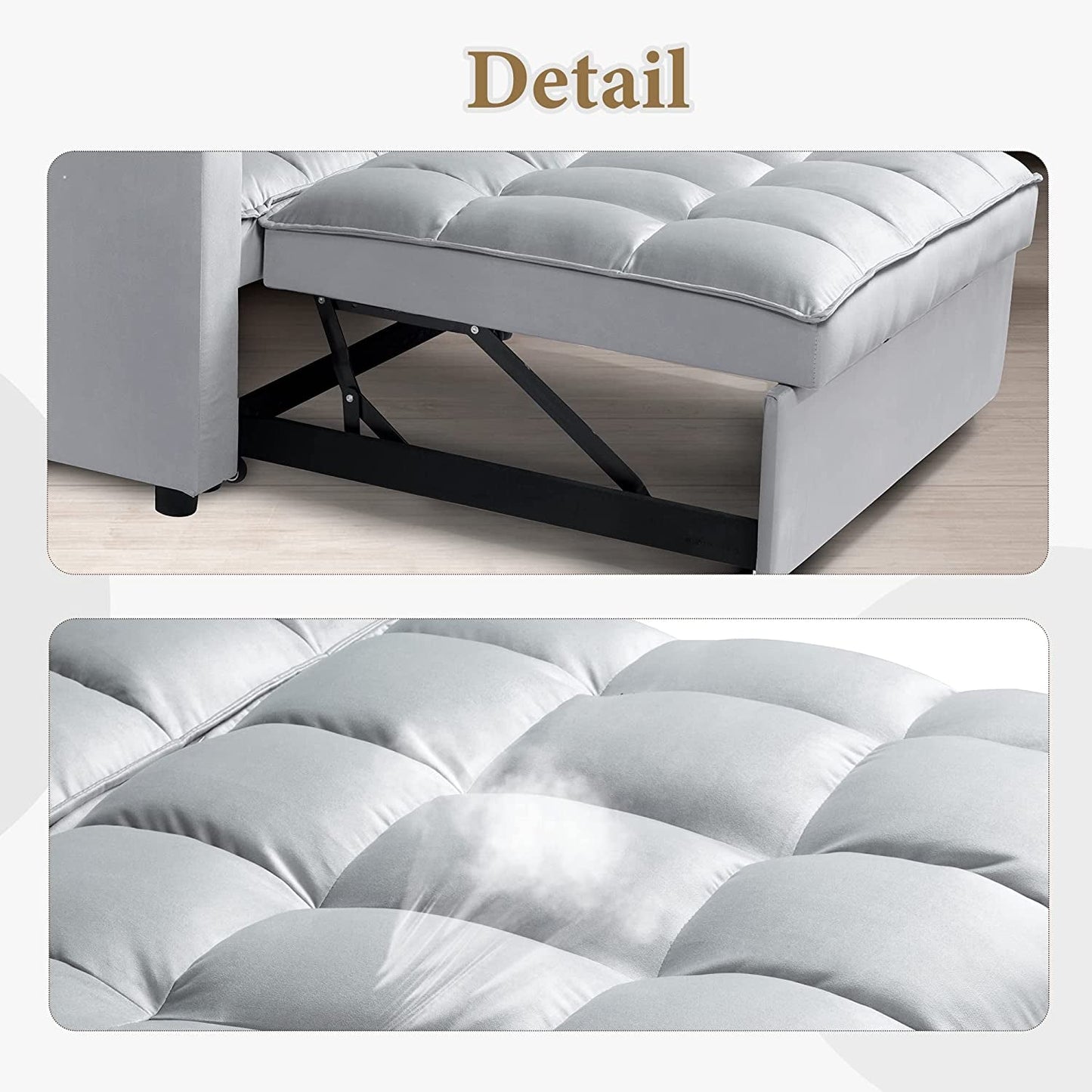 Velvet Sleeper Sofa With Hidden Table For Small Spaces