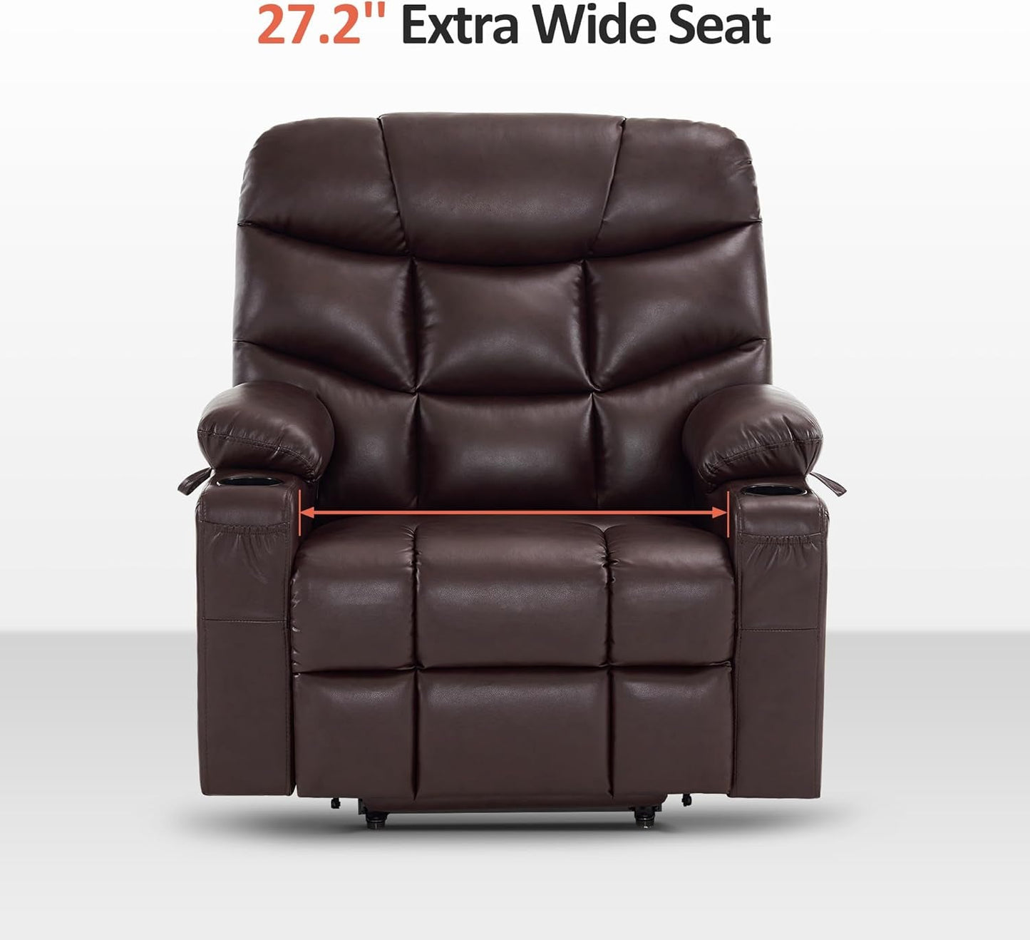 Power Lift Recliner Dark Brown Extended Footrest Chair