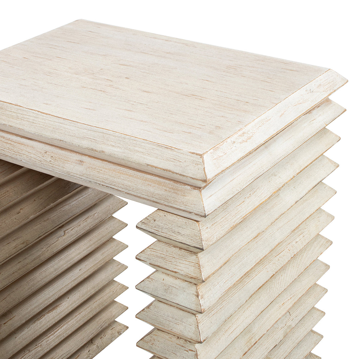 Veda 20" Reclaimed Wood Stacked Geometric Waterfall Side Table