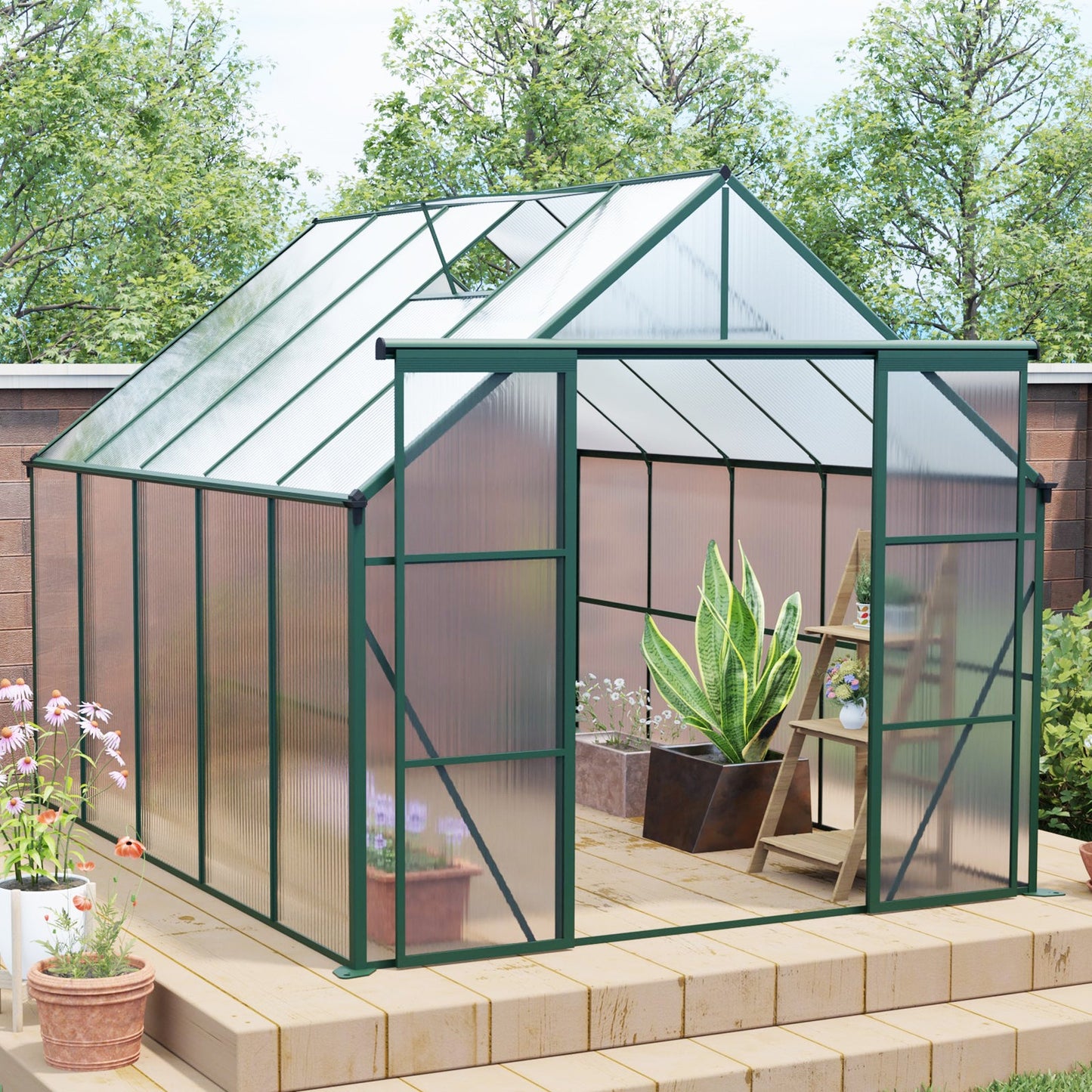 8x10FT Double Door Polycarbonate Greenhouse