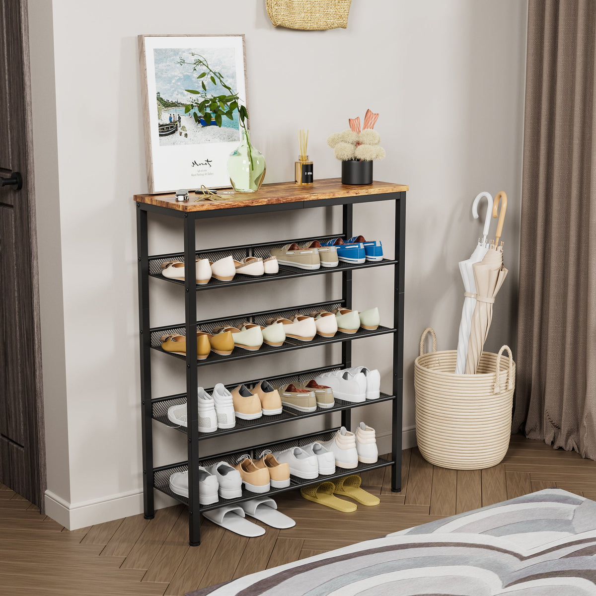 Industrial Shoe Rack - Adjustable 5-Layer Storage Solution