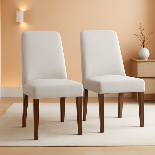 Lyncott Upholstered Side Dining Chair Set of 2 Cream Brown Foam Cushion